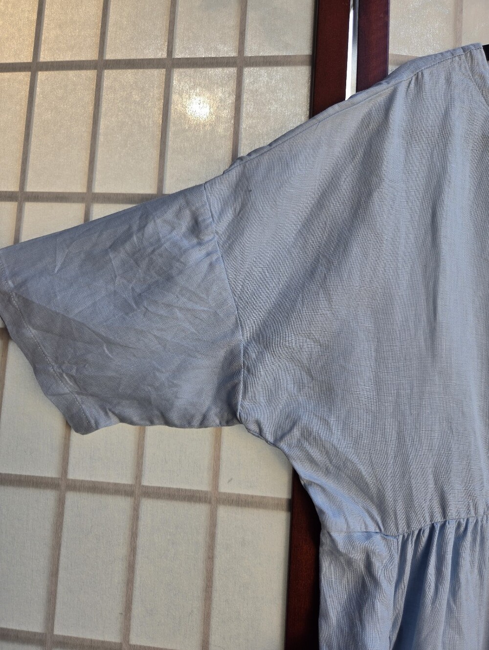LINTICO 100% Linen Light Blue Babydoll Midi Dress Coastal Grandma Cottagecore M - Picture 12 of 12